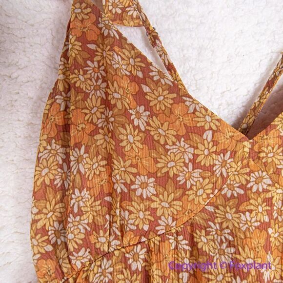 New! Madewell *flawed* Georgette Ruffle-Sleeve Tiered Midi Dress Daisy Meadow 10 - Picture 6 of 16